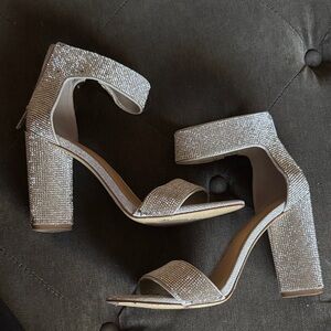 Gianni Bini Sparkling Silver Block Heels